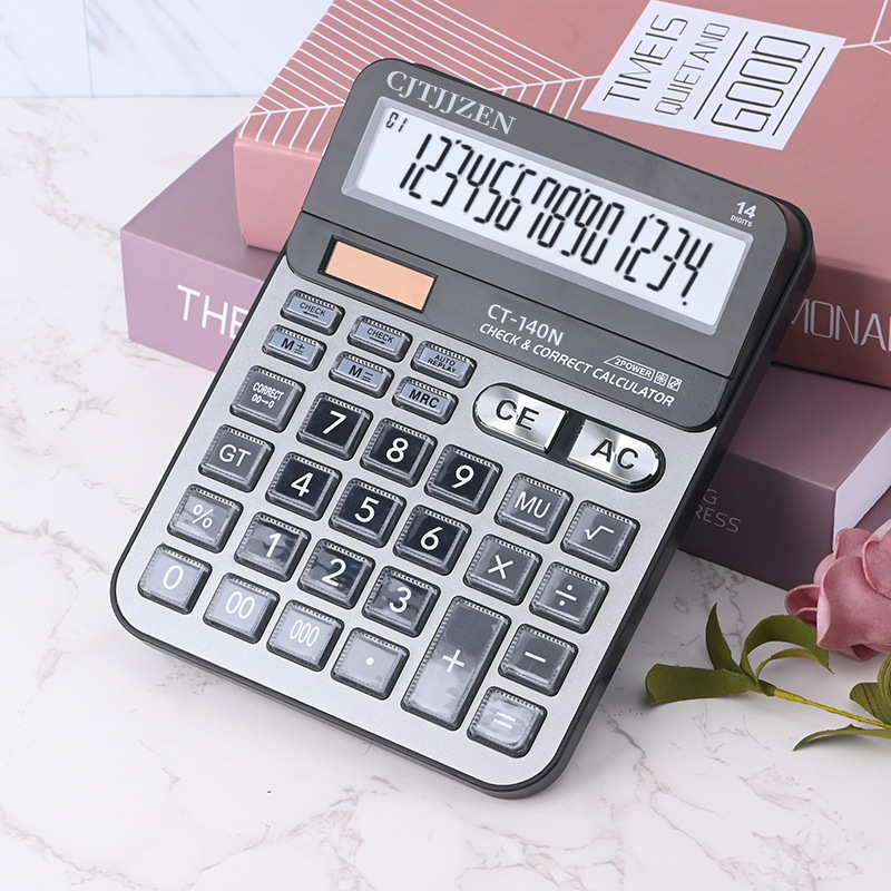 Calculadora solar de 14 dígitos CT-140N computadora grande Calculadora de escritorio de oficina de contabilidad financiera al por mayor