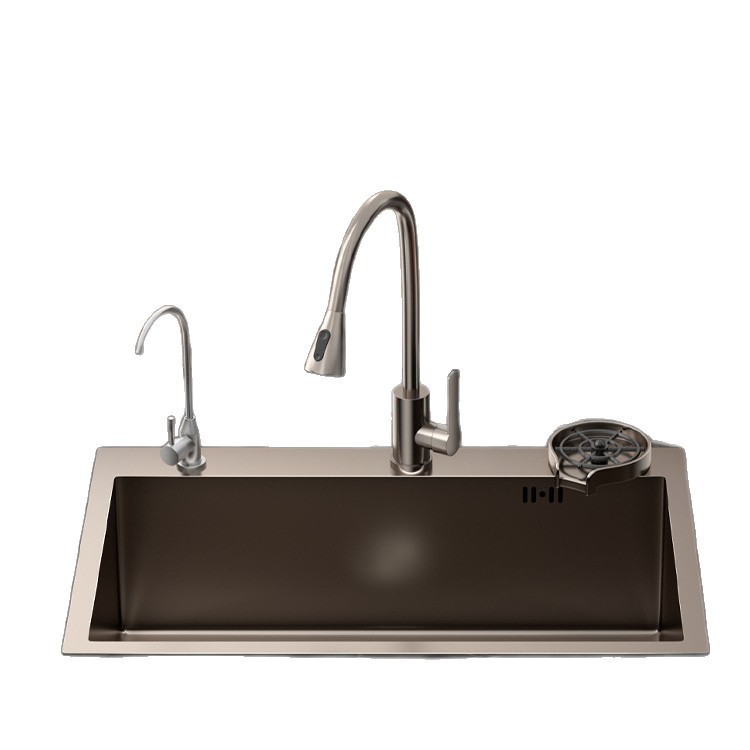 SUS cocina acero inoxidable nano espesado lavabo gran tanque único lavabo doméstico lavabo