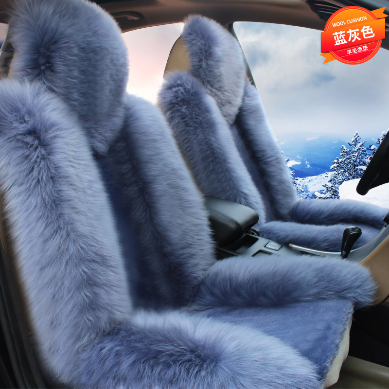 Winter wool car seat cushion plush seat cover pure wool long hair winter wool pad warm thickened car mat popular online