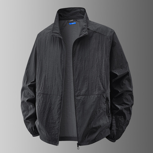 Popular summer men's sun protection clothing, outdoor casual windbreaker jacket, youth stand-up collar, loose large size skin clothing