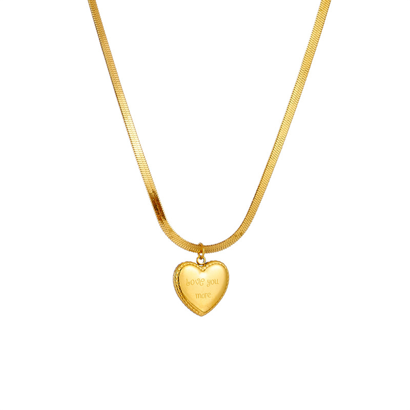 fashion simple letter  heart-shaped pendnat titanium steel necklace