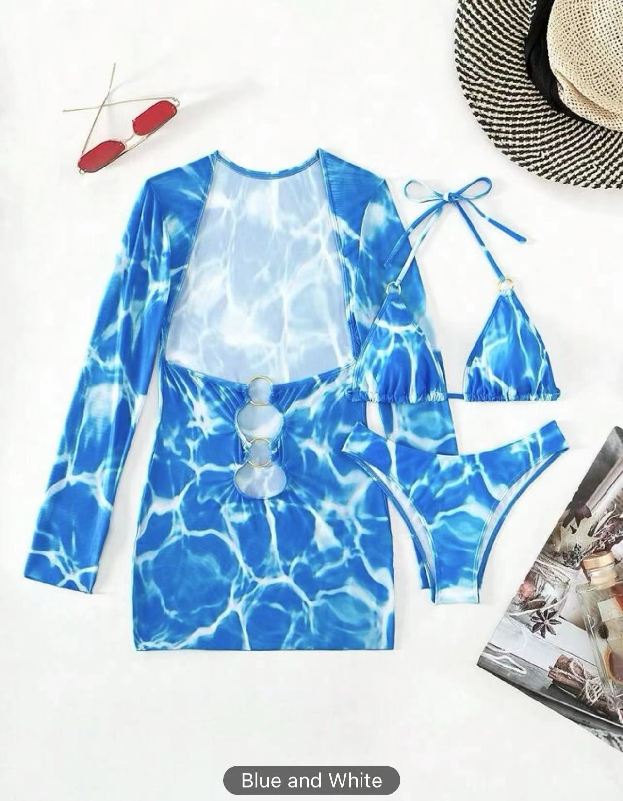 Women's Gender Women's Solid Color 3 Pieces Set Bikinis Swimwear