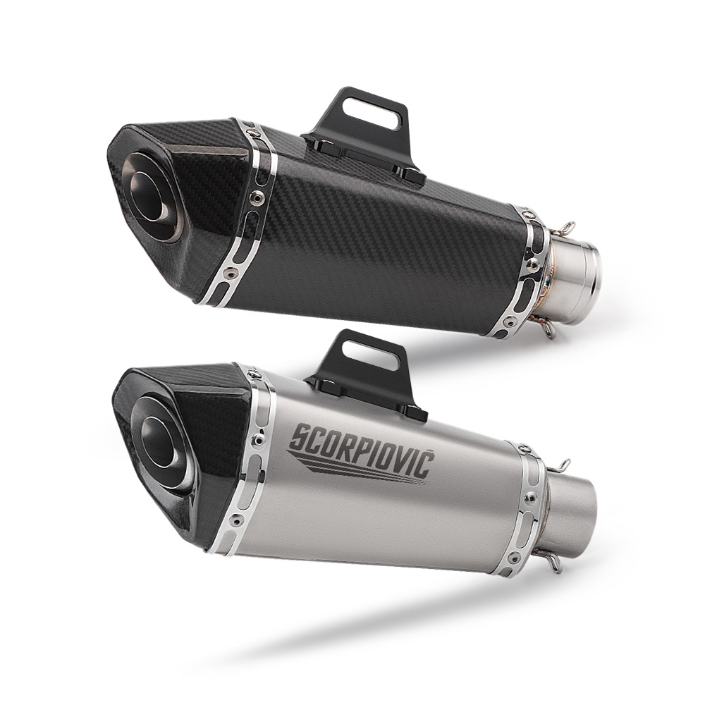 Motorcycle exhaust pipe small cone hexagonal carbon fiber tail muffler is suitable for 51MM diameter non-destructive installation