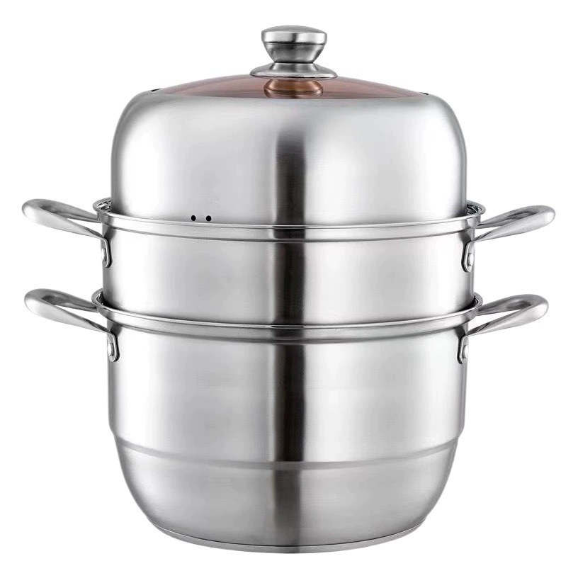 Многослойная пароварка из утолщенной нержавеющей стали в европейском стиле, многофункциональная бытовая пароварка, трехслойная пароварка для индукционных плит в подарок.