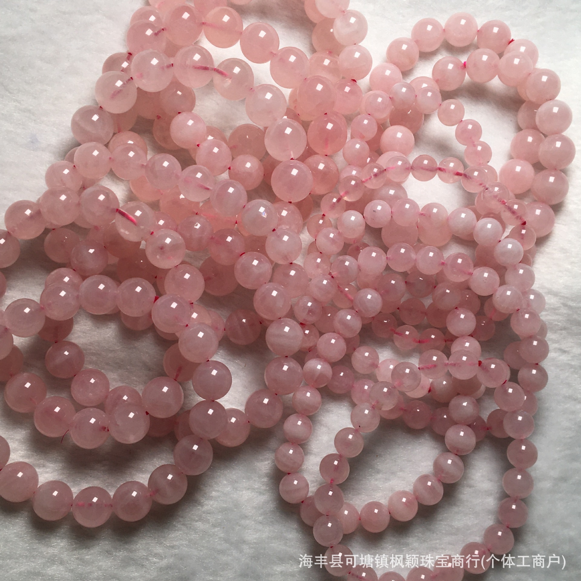 天然粉晶手链 成色漂亮干净 粉晶圆珠单圈手串7-13mm