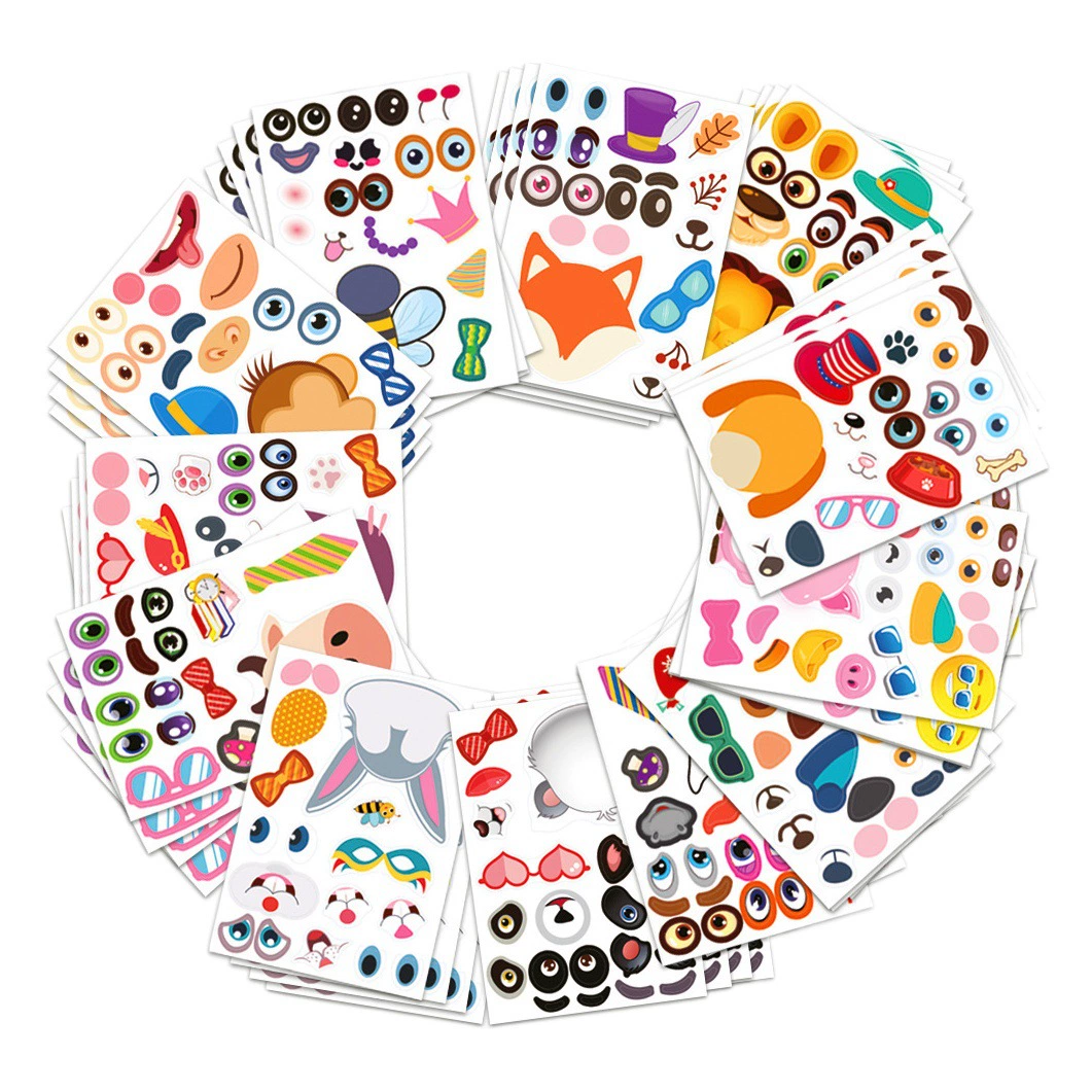 Трансграничные наклейки-пазлы, меняющие лицо, Make a Face, детские милые наклейки с мультяшными животными, меняющие лицо своими руками
