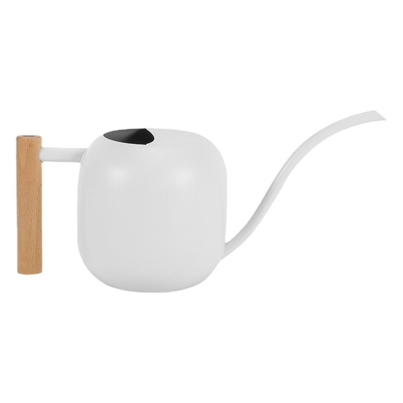 1200ML jardinería boca larga de riego de acero inoxidable en forma de tambor portátil regadera hogar pequeña regadera blanca