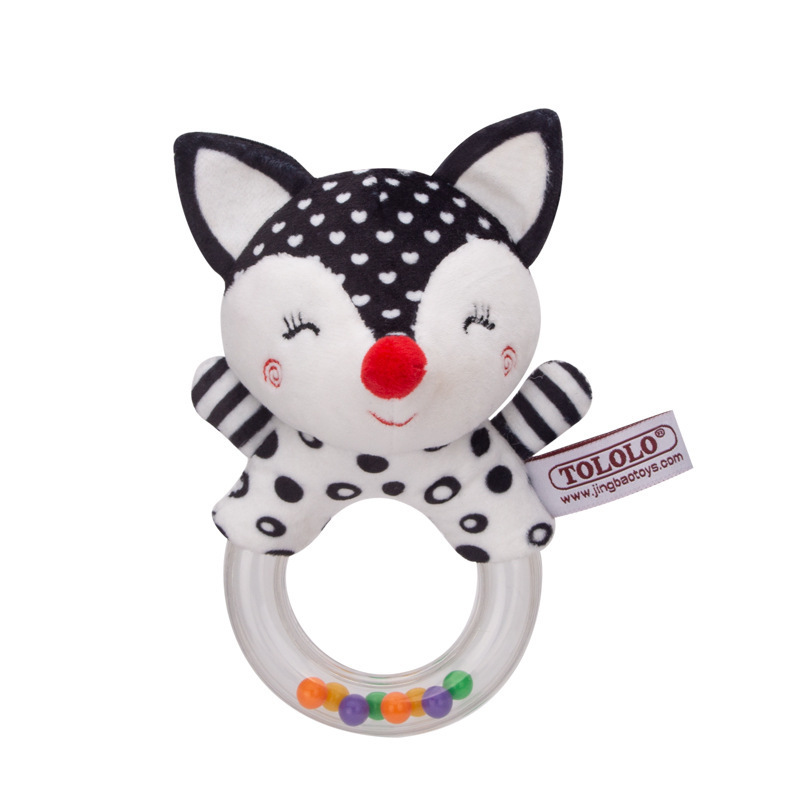 Juego de Sonajeros de Mano con Forma de Zorro y Elefante para Bebés y Niños Pequeños TOLOLO, con Sonajero Redondo y Bolsa con Cierre, Juego Combinado para Jugar con Sonajeros