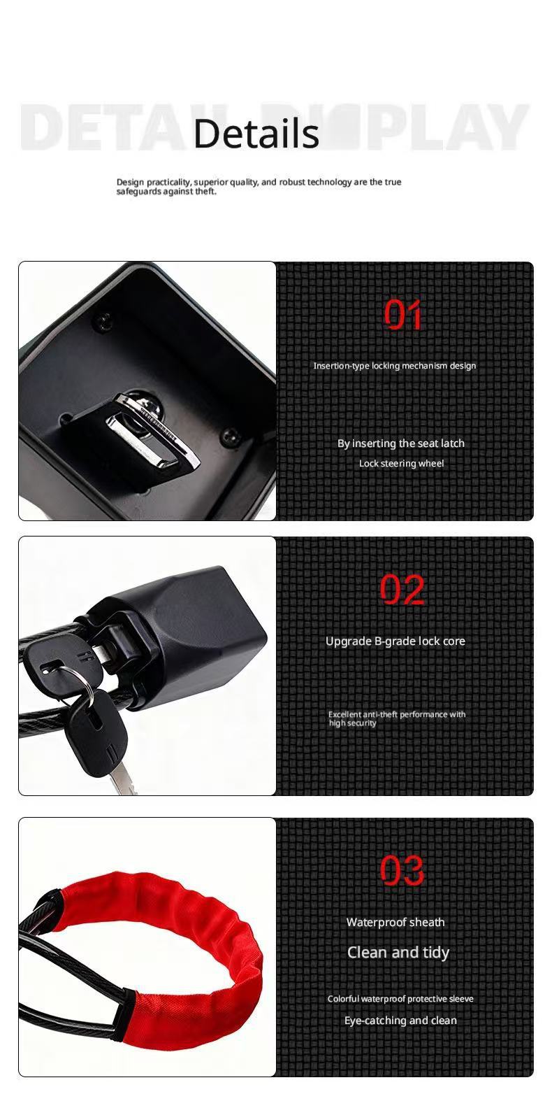 Car Steering Wheel Lock Anti-Theft Device, Thickened Safety Buckle Car Lock Rope Lock, Powerful Anti-Theft for Vehicles