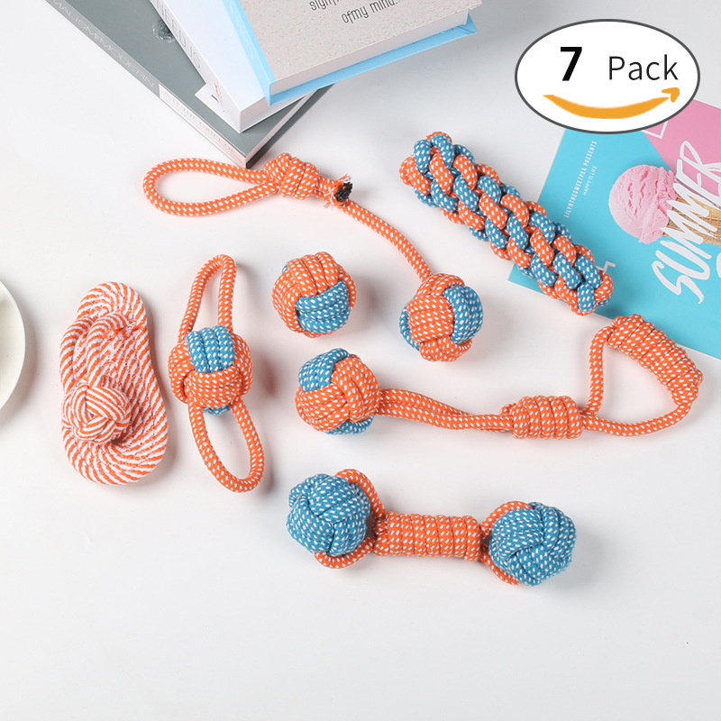 Productos para mascotas, cordón de algodón, dientes de molienda, juguetes para perros, bolas de juguetes para perros pequeños y medianos, juego de juguetes para perros