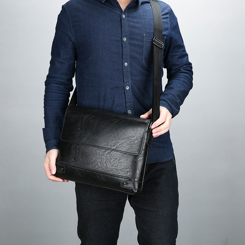 New Simple Large-Capacity Men's Shoulder Bag, Men's Crossbody Bag, Casual Horizontal Messenger Backpack, Trendy