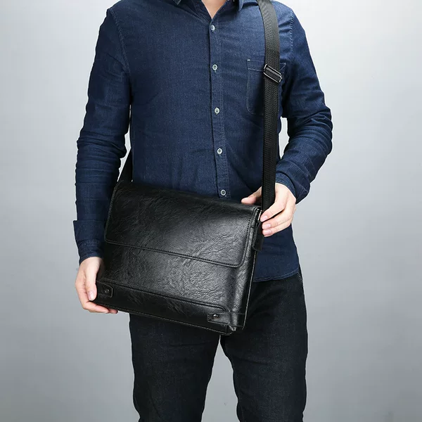 New Simple Large-Capacity Men's Shoulder Bag, Men's Crossbody Bag, Casual Horizontal Messenger Backpack, Trendy