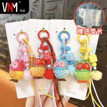 创意新款猫头鹰串珠手机链钥匙扣精致可爱包包挂件手机壳配饰批发