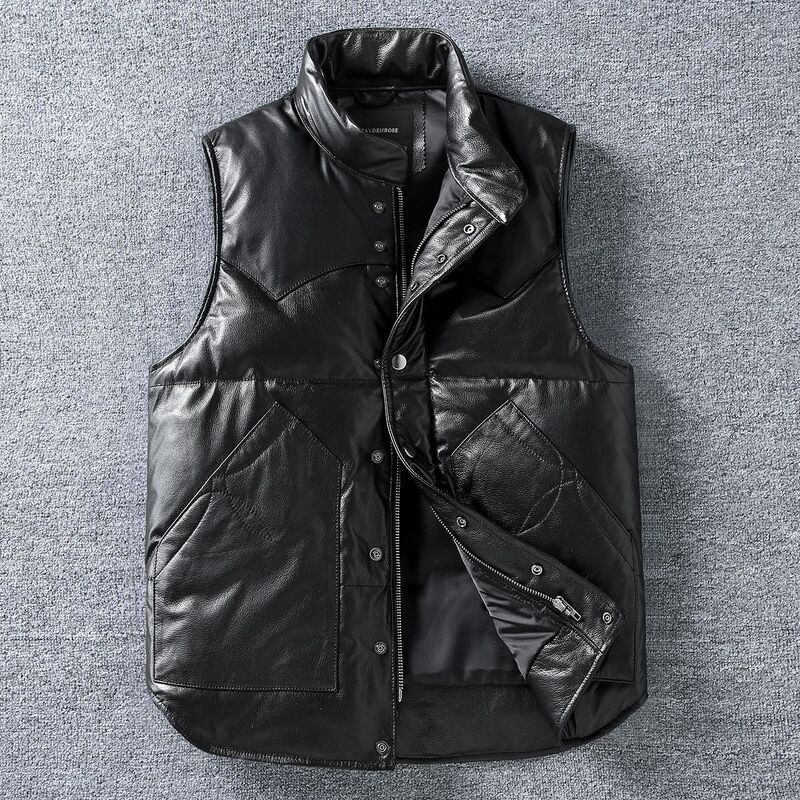 First-Layer Leather down Vest, Warm, Slim and Stylish, Genuine Leather Jacket, down Warm Coat First-Layer Leather down Vest, Warm, Slim and Stylish, Genuine Leather Jacket, down Warm Coat
