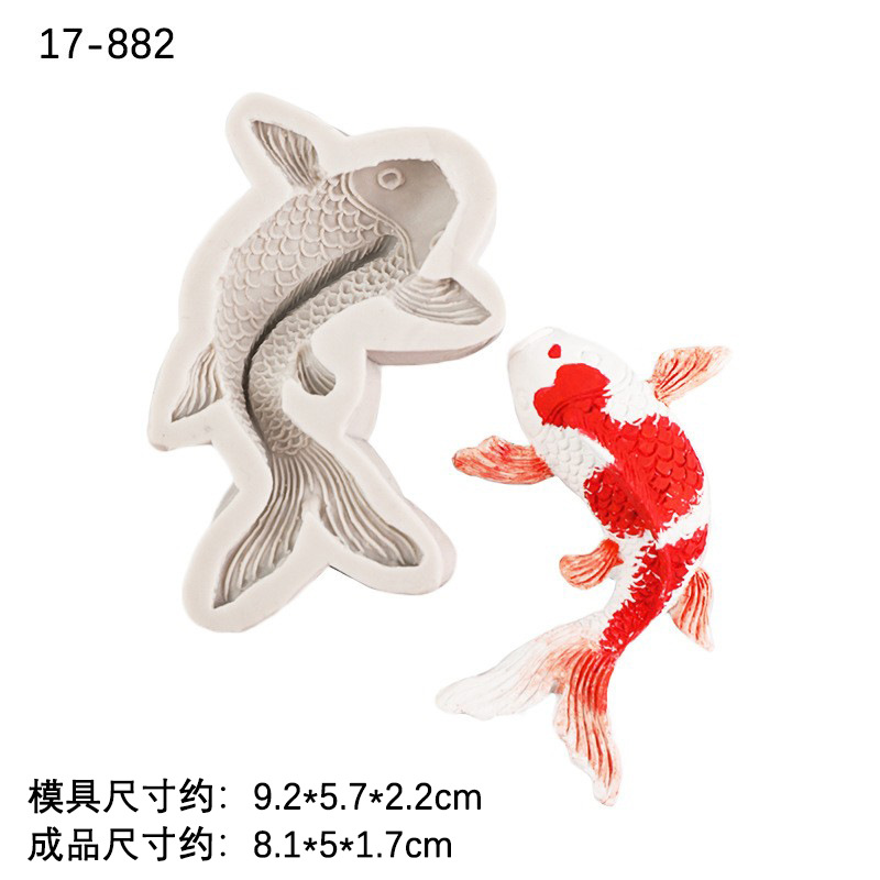 Grande y pequeño molde de silicona de carpa de chocolate para hornear decoración molde para hornear DIY Goldfish cake molde jalea fondant herramienta