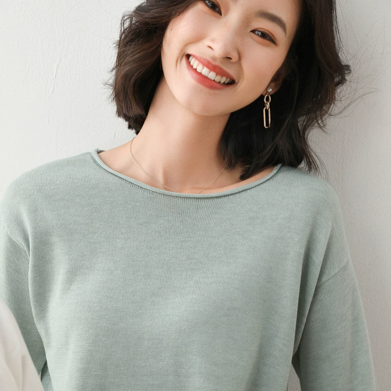 Women's Polyester Pullover (Brand) Slim Long-Sleeve Sweater, Round & V-Neck, Commuting Style