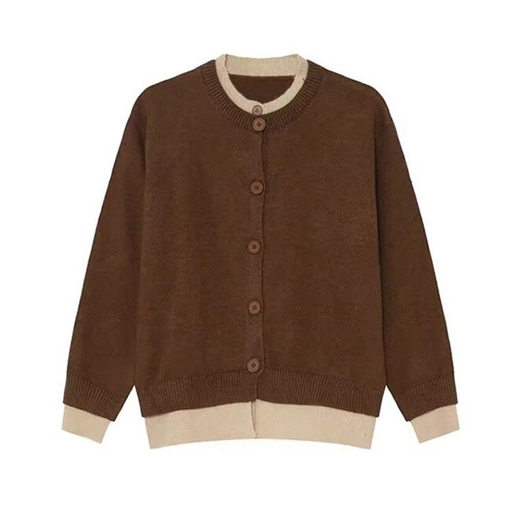 Explosiones transfronterizas de tamaño grande falso de dos piezas camisetas de punto suéter cardigán chaqueta retro fábrica de color al por mayor