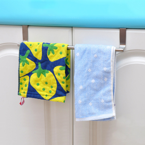 Stainless steel punch-free door-mounted towel rack kitchen cabinet door-mounted rag hanging rack storage rack towel bar