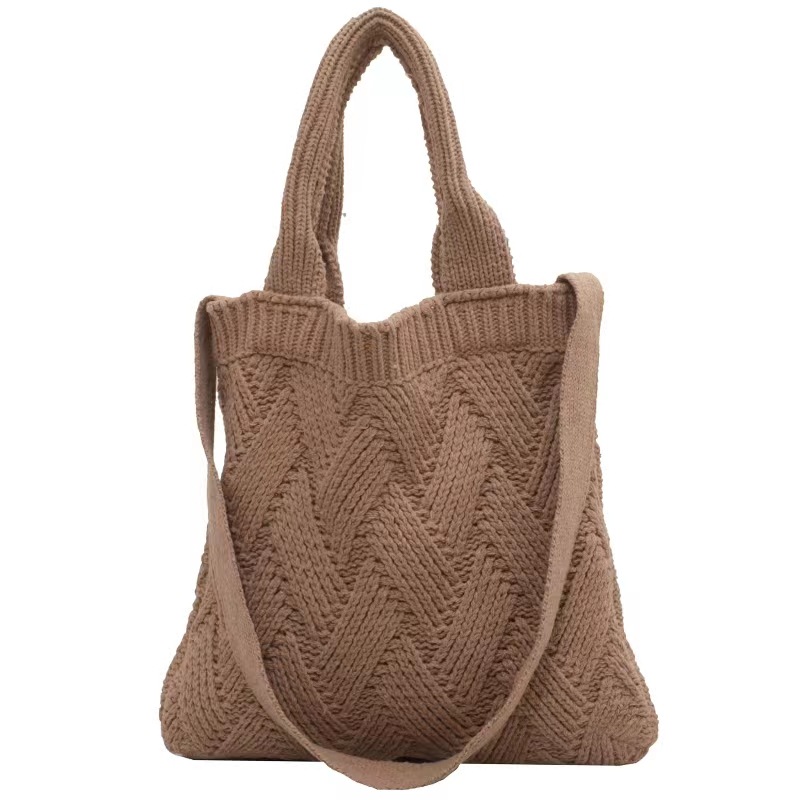Bolso de hombro estilo universitario de gran capacidad para ir al trabajo, nuevo bolso de hombro informal y versátil para otoño e invierno, bolso de lana tejido vintage para mujer