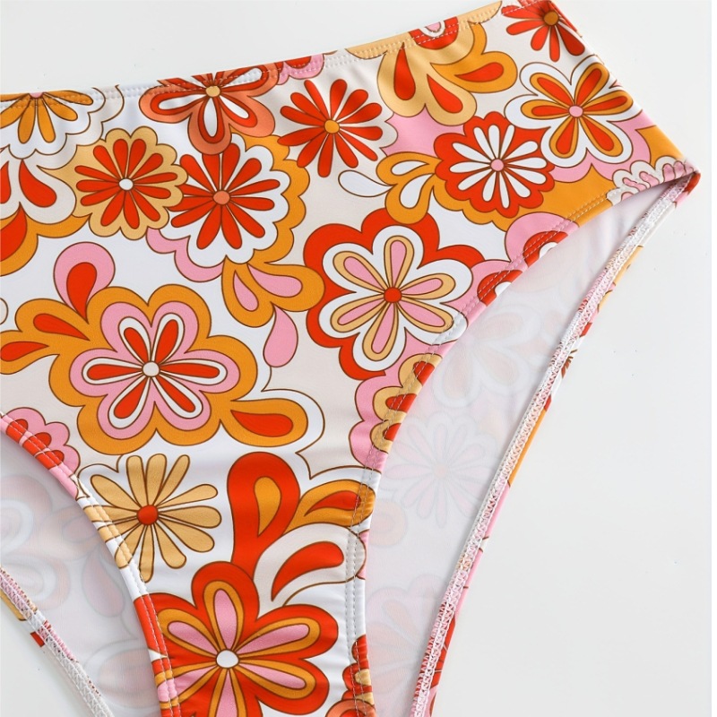 Bikini de talla grande europeo y americano nuevo traje de baño sexy de dos piezas estampado de colores traje de baño de talla grande de Amazon transfronterizo