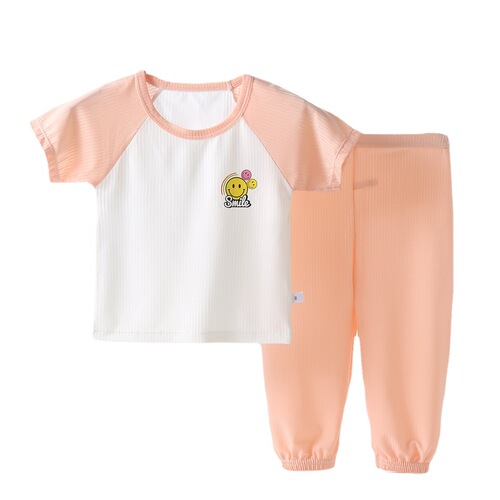 Children's Short Sleeve Ice Silk Set Summer Baby Pants Pajamas For Boys And Girls Summer Clothes Baby Thin Homecoming Clothes