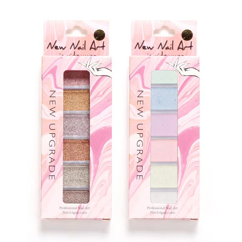 Polvo de espejo mágico sólido, polvo de aurora, polvo de 6 colores de manicuras, hielo de fantasía, polvo de concha de sirena, polvo de hadas, polvo de espejo de color hadia