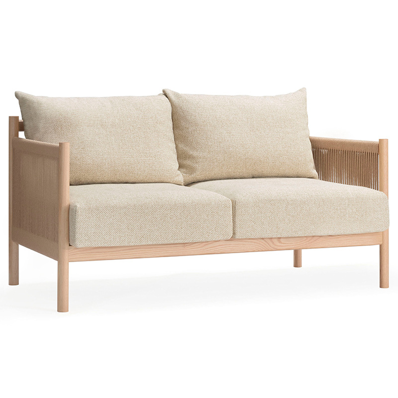 Nordic outdoor caña casual sofá villa patio jardín balcón casual anticorrosión madera maciza caña combinación de silla