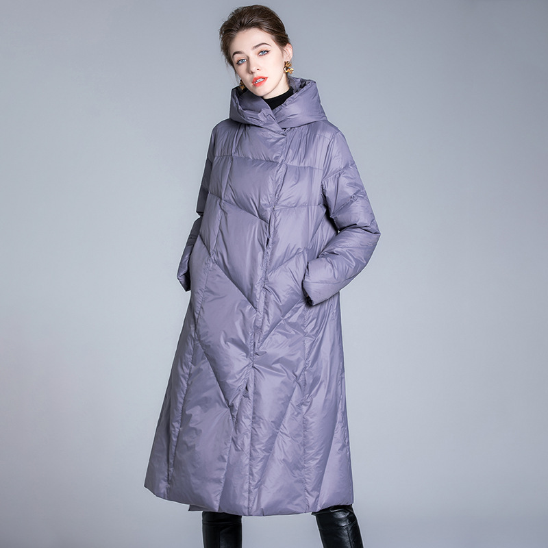 European Station 2025 Autumn and Winter New Women's Fashion Slim Warm Hooded Easy-To-Wear Trendy Mid-Length down Jacket