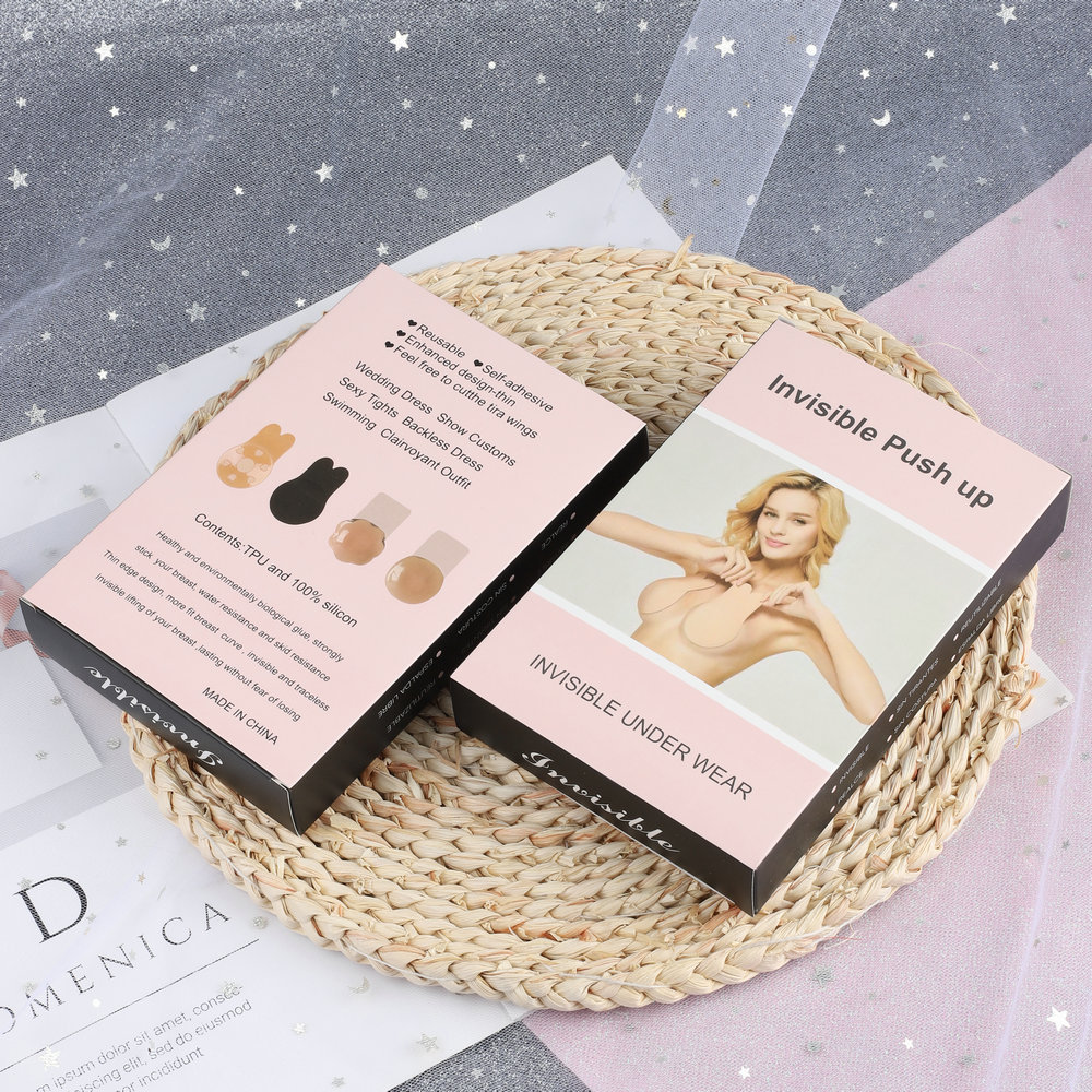 Fábrica al por mayor de orejas de conejo pegatinas de levantamiento de pecho pegatinas de levantamiento de senos pegatinas anti-exposición sujetador invisible soporte superior sujetador de silicona transfronterizo