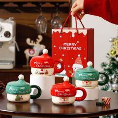 国境を越えたサンタクロース模様のアニメ陶磁器カップお土産マグカップクリスマスプレゼントかわいい祝日カップ