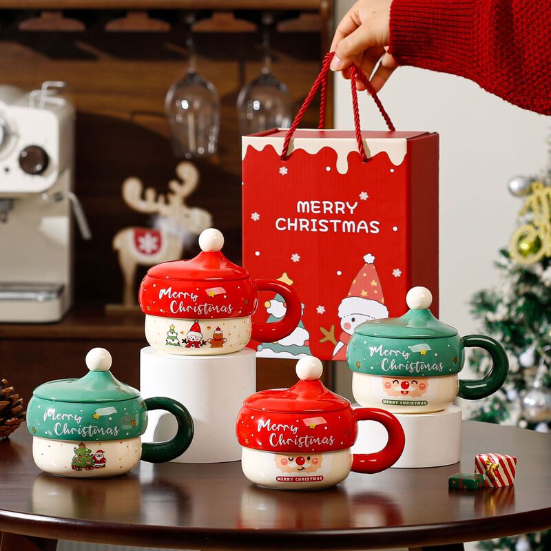 国境を越えたサンタクロース模様のアニメ陶磁器カップお土産マグカップクリスマスプレゼントかわいい祝日カップ|undefined