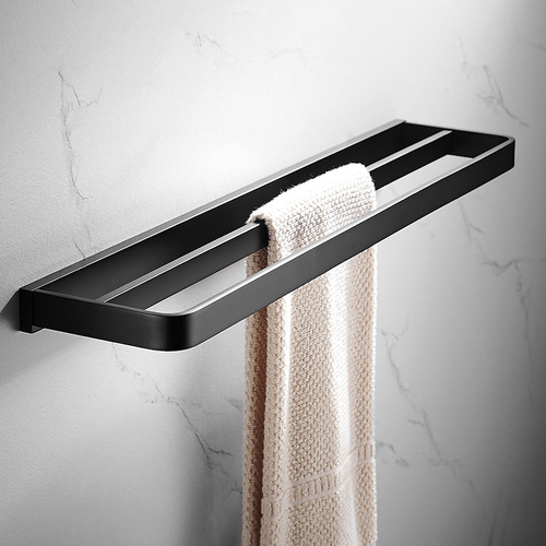 Brass bathroom towel rack black storage rack clothes hook bathroom bathroom hardware pendant toilet towel bar set