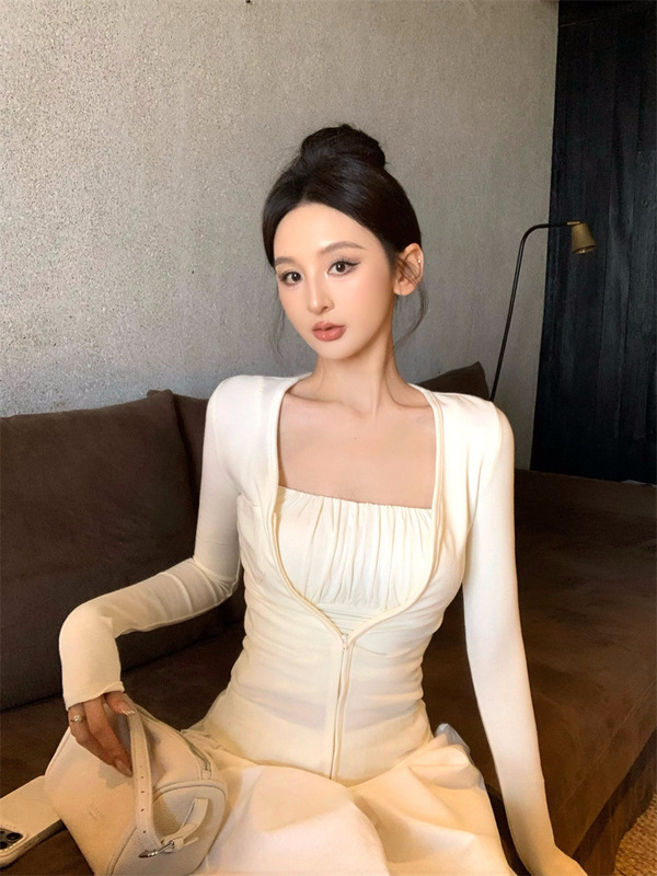 早秋套装女装纯欲风吊带背心内搭修身长袖开衫外套阔腿休闲长裤子|undefined