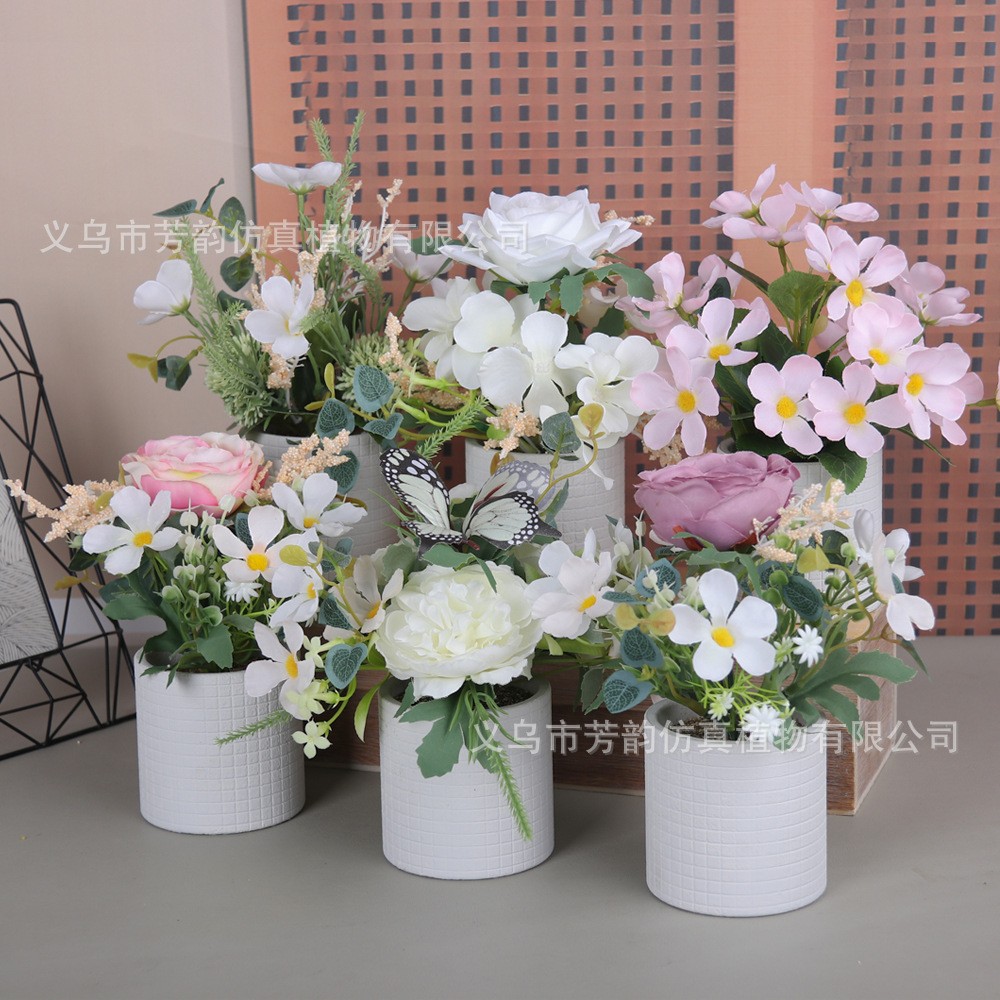 Flocking in stock Nan Tianzhu nuevo tipo de pulpa de imitación maceta amazon decoración de escritorio planta de imitación de flores falsas bonsai