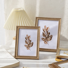 现代简约复古金相框摆台洗照片做成相册框像框架 8寸装裱画框批发