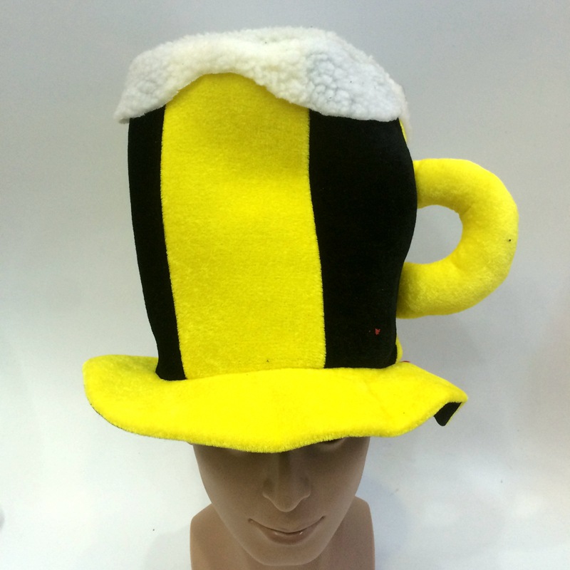 Qianfang Festival wig hat, Yellow and Black Beer Festival hat, watching ball games and drinking hat, foreign trade export beer foam festival hat 3333 detail image 4