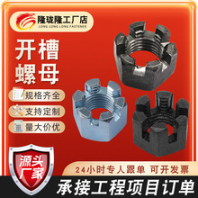 现货供应六角开槽螺母 GB58细牙带槽螺母槽型六角螺帽开花螺母M30