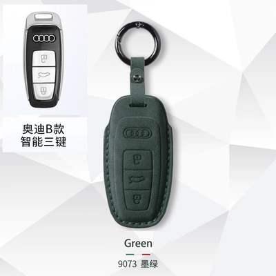 Car key bag – for Audi key cover A4L - audi-b-key-set-round-buckle-dark-green