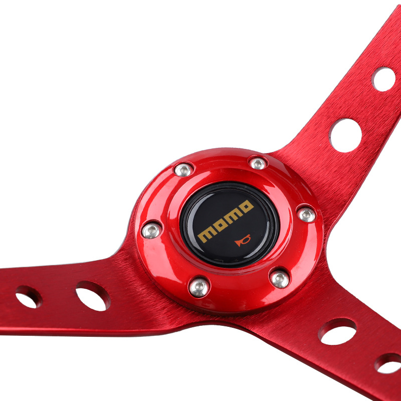 14inch Car Modification Momo Steering Wheel 350mm Imitation Racing Steering Wheel Pu Competitive Gaming Yacht Karting