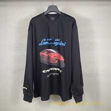 巴黎高版本SS25新款B家经典字母兰博基泥轮廓印花大码宽松长袖T恤