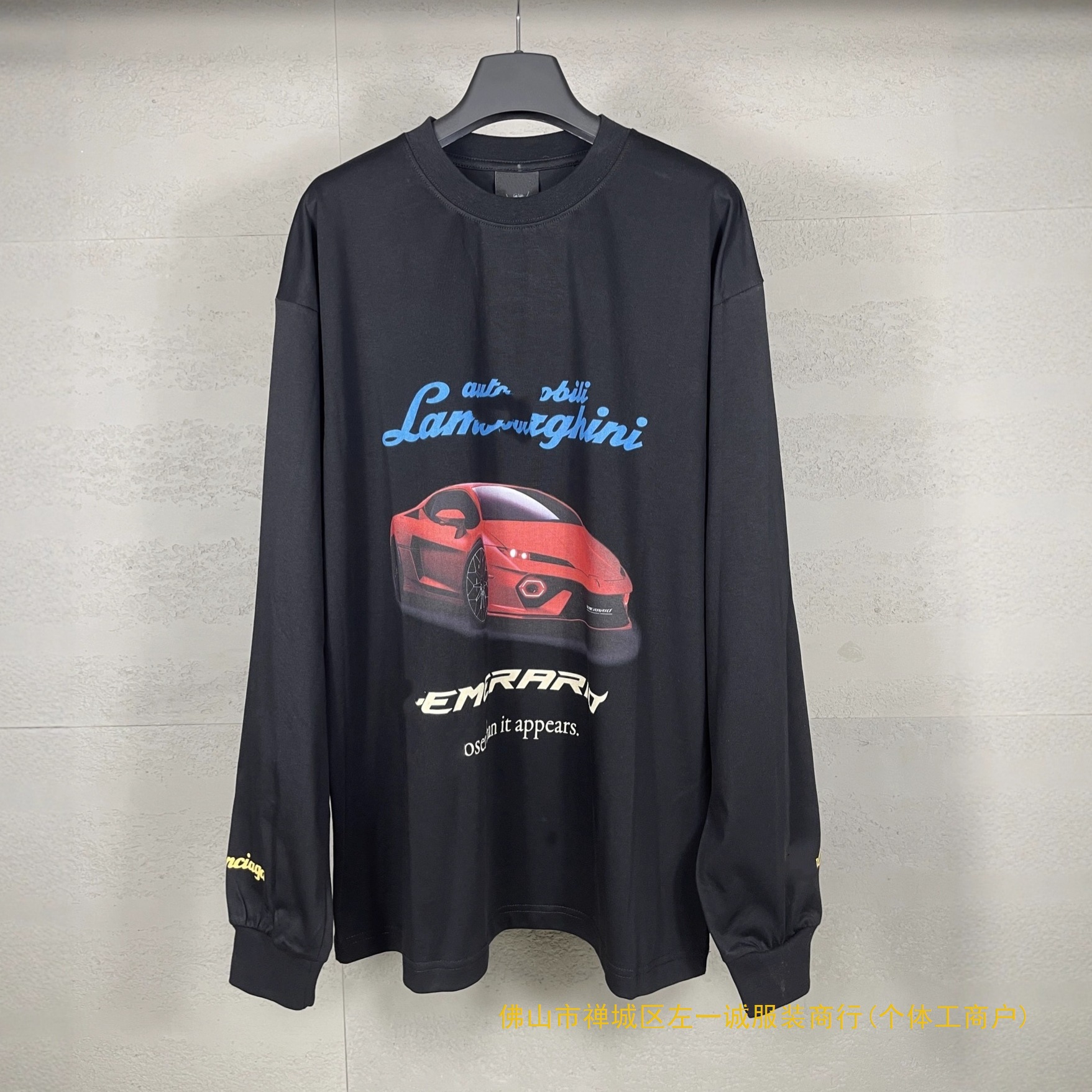 巴黎高版本SS25新款B家经典字母兰博基泥轮廓印花大码宽松长袖T恤