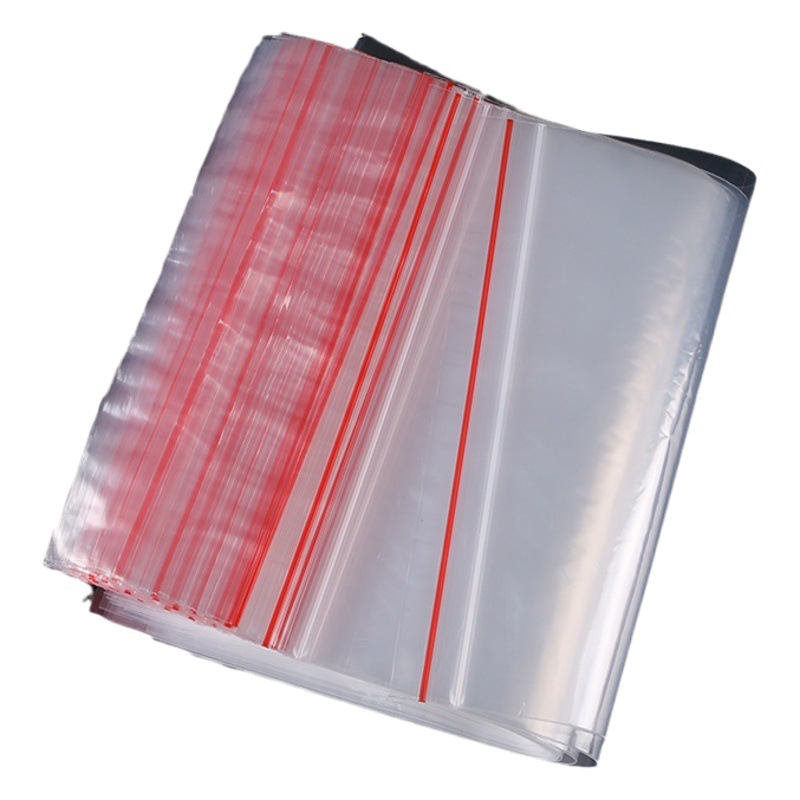 En stock bolsa de ziplock PE transparente al por mayor espesado fresco-mantenimiento sellado bolsa de embalaje grande de plástico sellado bolsa de hueso de impresión
