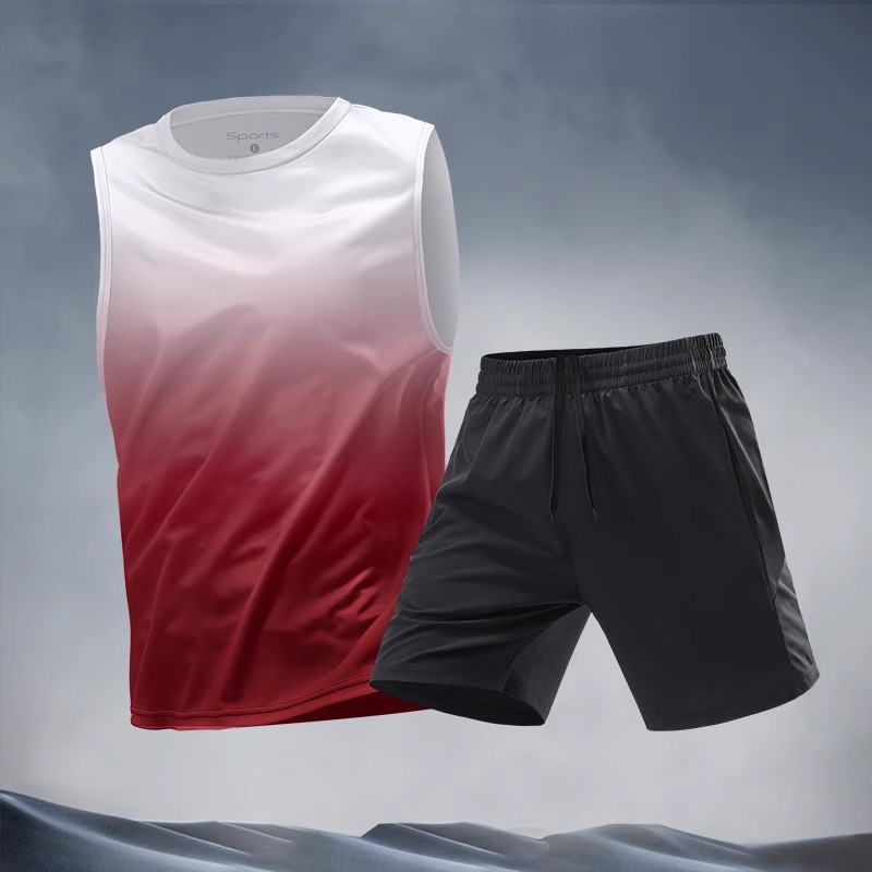 Trajes deportivos para hombres hielo veloz ropa seca camiseta de fitness correr mangas cortas pantalones cortos trajes de entrenamiento fábrica transfronteriza al por mayor