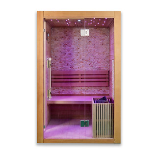 Canadian Hemlock indoor traditional steam sauna room with sauna stove for sale