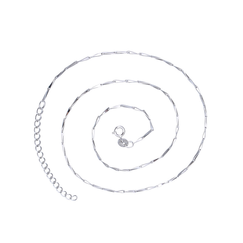 92 collar de plata esterlina mujer sin colgante caja de cadena de agua onda de semillas de melón Baotian octogonal cadena clavícula