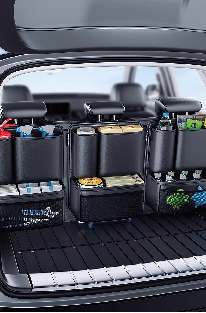 Universal multifunctional rear seat back hanging bag storage box organizer for car trunk storage
