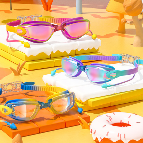 Manufacturer Direct Sales Children's Swim Goggles Waterproof Anti-Fog High Definition Swimming Glasses Electroplated for Boys and Girls Cute Baby Professional