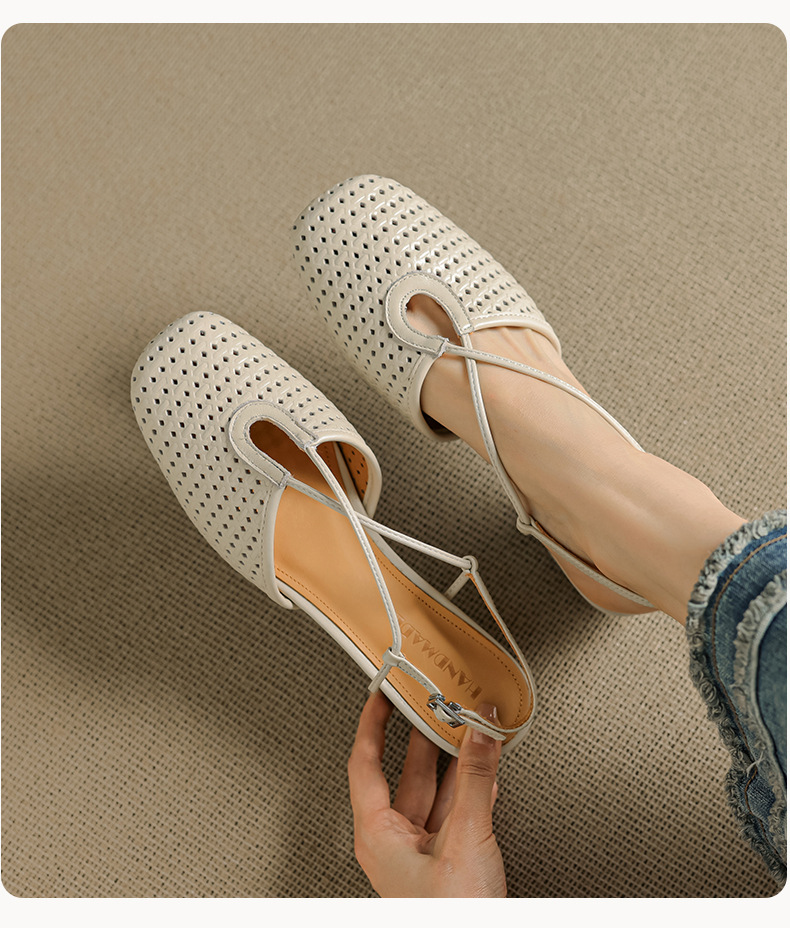 Sandal nữ Mary Jane quai chéo hở gót, gót thô 3 cm, mũi tròn bít — đen chi tiết 9