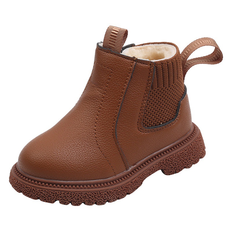 2026 Autumn and Winter Boys' Short Boots New Cotton Boots Girls' Snow Boots Kidsren's Leather Boots Kidsren's British Fashion Boots