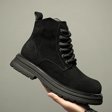 新款男士低帮尖头切尔西靴低帮短皮靴子男款复古英伦风马丁靴潮款